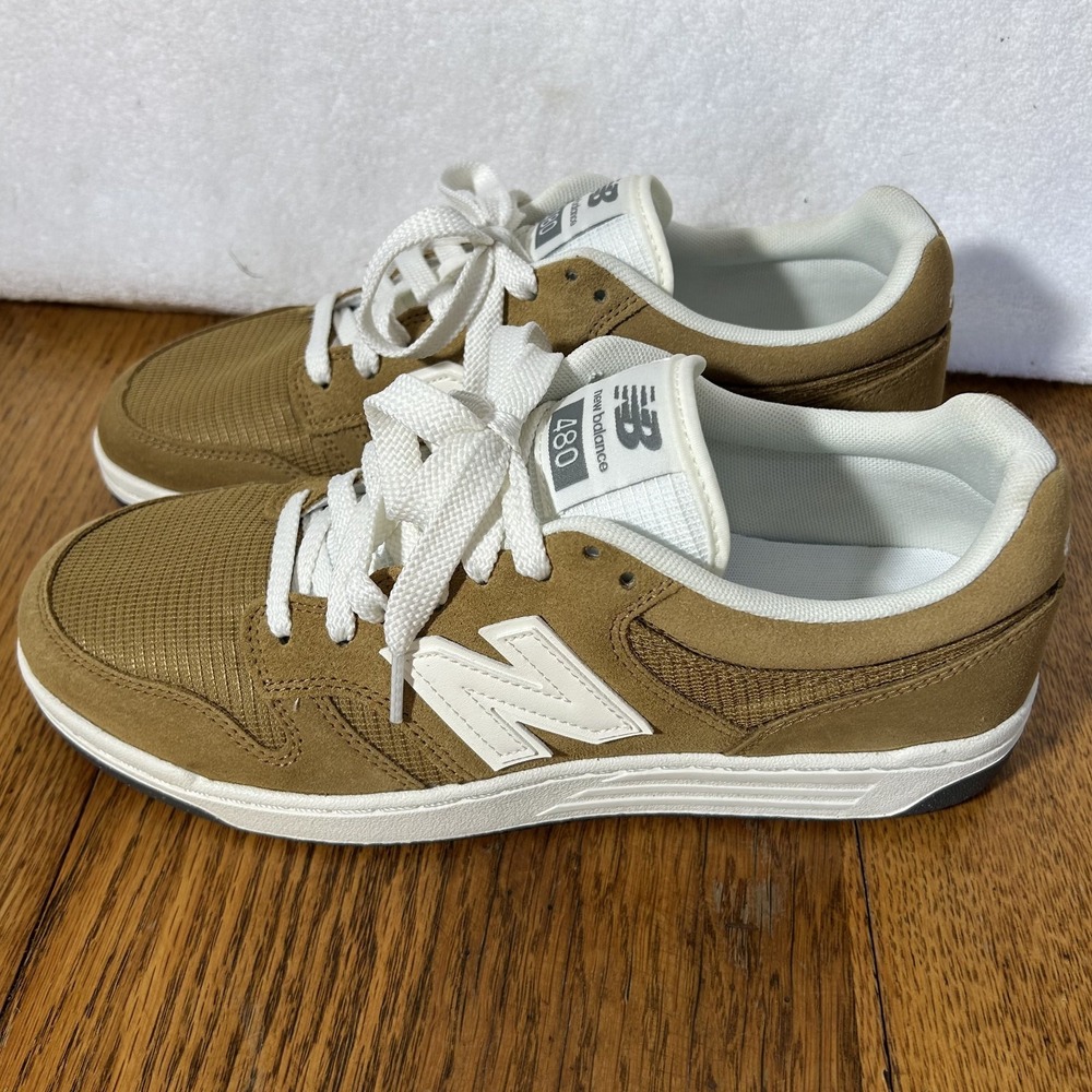 New Balance Mens Size 10.5 Mushroom Sea Salt White Leather 480 Low Top Sn Shoes